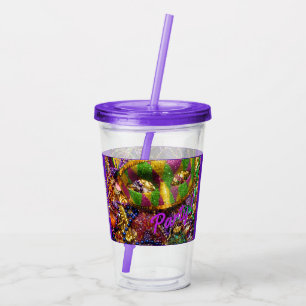 En Acrylique Partie Mardi Gras Boire du verre Paille de verre T