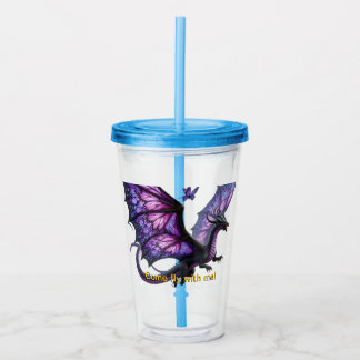 En Acrylique Verre à boire avec couvercle et paille