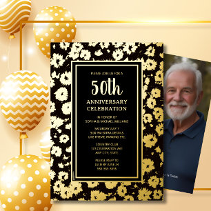 En Aluminium 50e anniversaire du Mariage Invitation d'or