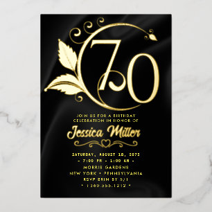 En Aluminium 70e anniversaire Rose de fête Gold Foil Invitation