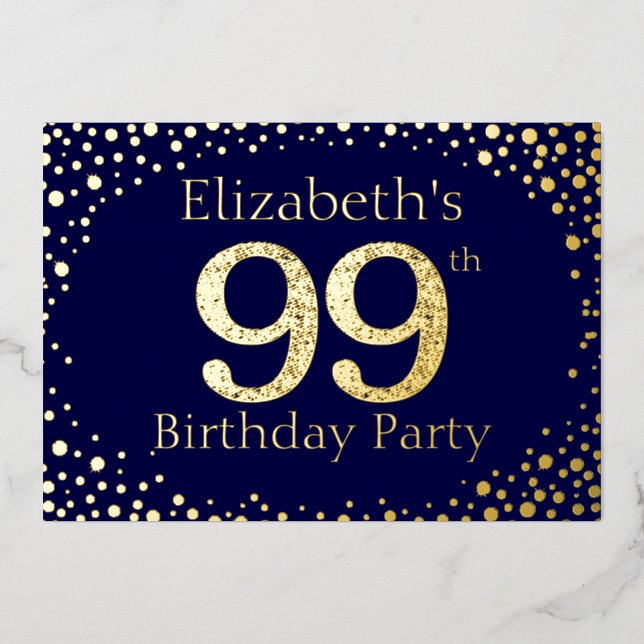 En Aluminium 99e anniversaire Foil Invitation (Recto)
