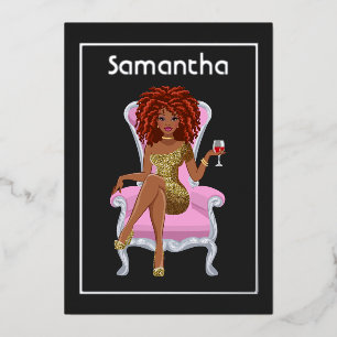 En Aluminium Afro Anniversaire Foil Invitation
