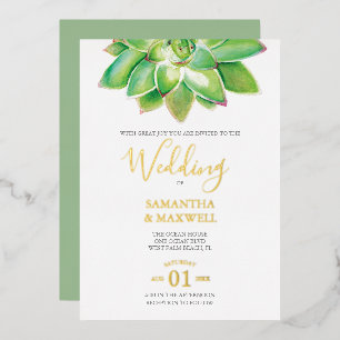 En Aluminium Aquarelle Mariage Gold Foil Invitation