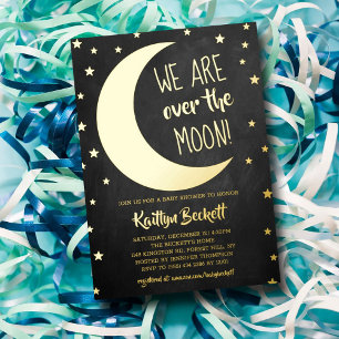 En Aluminium Au-Dessus De La Lune   Invitation de Baby shower r
