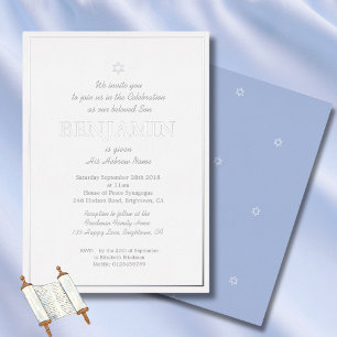 En Aluminium Baby Boy Cérémonie de baptême Invitation juive héb