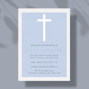 En Aluminium Baptême croisé bleu et argent Invitation à huile
