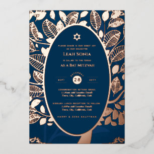 En Aluminium Bar Mitzvah Invitation VÉRITABLE FOIL Arbre de Vie