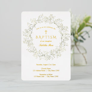 En Aluminium Bébé Fleurs de souffle Baptême Invitation
