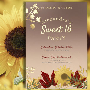 En Aluminium Boho Chic Automnal Douce Invitation pour 16 ans