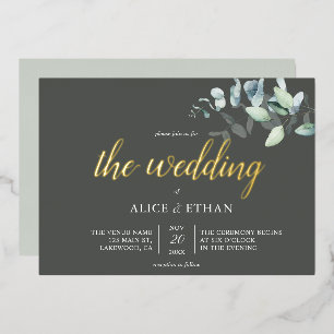 En Aluminium Boho Eucalyptus Feuille Mariage Foil Invitation