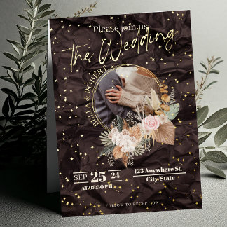 En Aluminium Boho Style avec Gold Star Mariage Foil Invitation