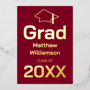 En Aluminium Bourgogne Graduation Party Foil Invitation