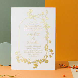 En Aluminium Cadre Élégant de Fleurs d'Hiver Invitation Feuille