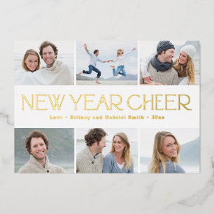 En Aluminium Carte de vœux Joyeux Collage FOIL Bonne Année