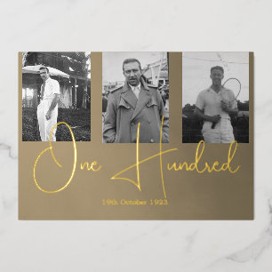 En Aluminium Cent 100ème Homme Anniversaire Photo Invitation