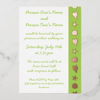 Coquillages d'été dans Peridot Foil Invitation