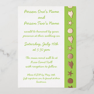 En Aluminium Coquillages d'été dans Peridot Foil Invitation