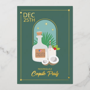 En Aluminium Coquito Fête Foil Invitation