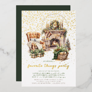 En Aluminium Cosy Noël favoris choses Foil Invitation