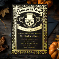 Crâne d'Halloween vintage sur invitation de la fêt