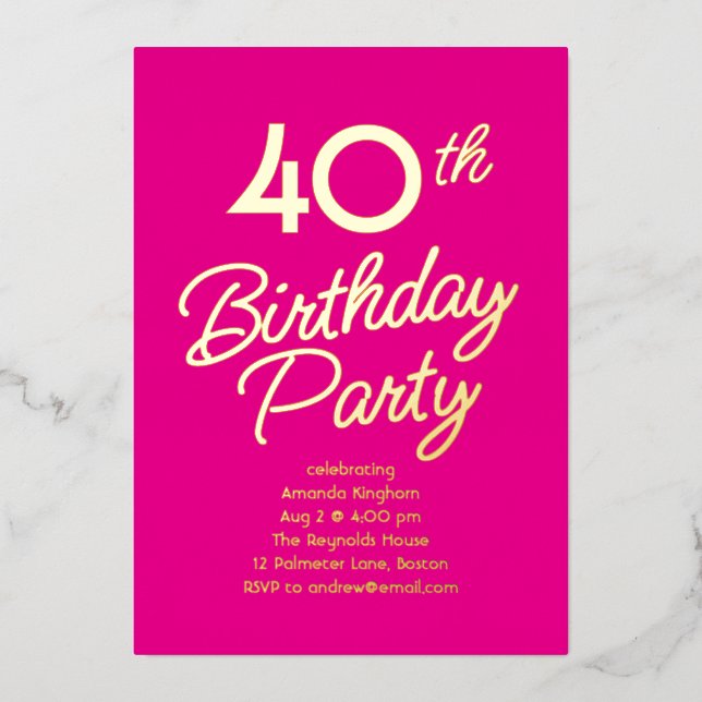 En Aluminium Décontracté Jalon Anniversaire Foil Invitation (Recto)