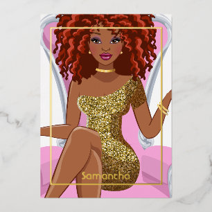 En Aluminium Dreadlock Anniversaire Foil Invitation