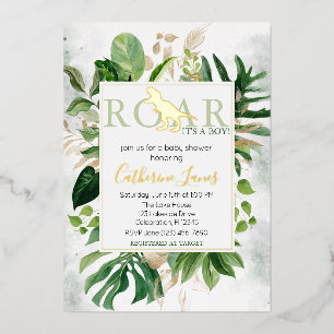 En Aluminium Elégant Dinosaur Boy Baby shower Invitation