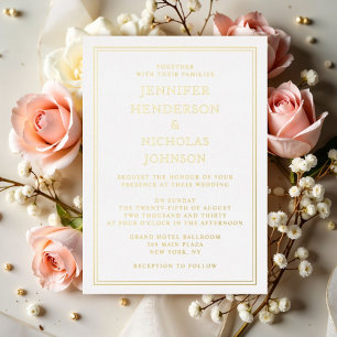 En Aluminium Élégant Formal Mariage Gold Foil Invitation