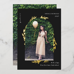 En Aluminium Elegant Gold Photo Graduation Foil Invitation