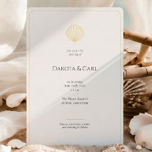 Elegant Gold Seashell Wedding invitation