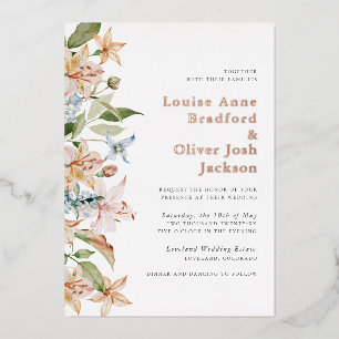 En Aluminium Élégant Mariage floral Invitation