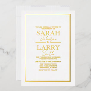 En Aluminium Elégant or traditionnel Mariage Foil Invitation