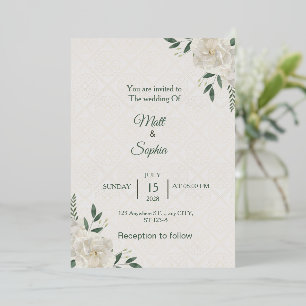 En Aluminium Elegant White Floral Wedding Invitation card
