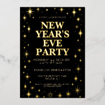Élégante fête du Nouvel An Foil Invitation