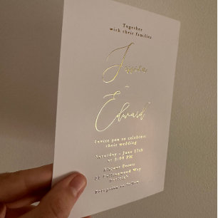 En Aluminium Élégante invitation de mariage Greige et feuille d