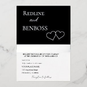En Aluminium Élégante invitation de mariage noir et blanc argen