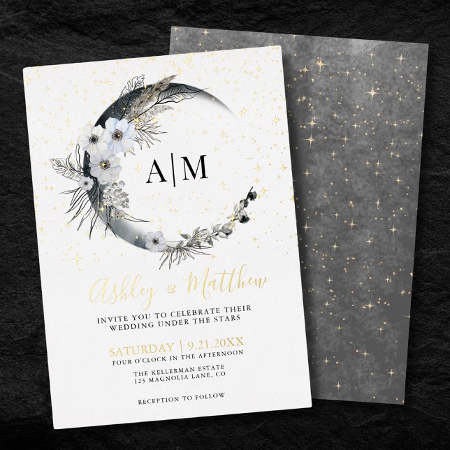 En Aluminium Élégante Lune Céleste Mariage Foil Invitation (Elegant Moon Celestial Wedding Foil Invitation)