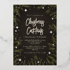 En Aluminium Élégantes stars Cocktails de Noël Foil Invitation