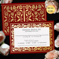 Épée dorée médiévale écarlate Invitation de mariag