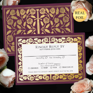 En Aluminium Épée dorée médiévale mauve Invitation de mariage r
