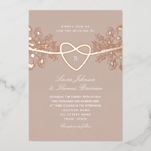 En Aluminium Faire invitation de mariage à feuille d'or rose