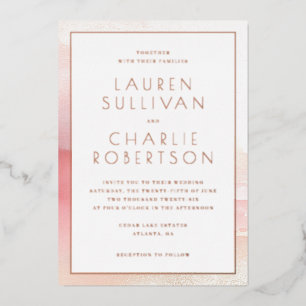 En Aluminium Faire invitation de mariage à l'aquarelle rose élé