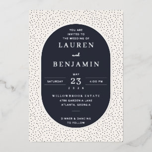 En Aluminium Faire invitation de mariage à pois bleu marine