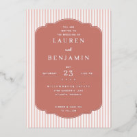 Faire invitation de mariage à rayures roses
