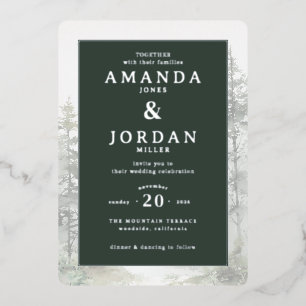 En Aluminium Faire invitation de mariage arbre pin vert élégant