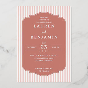 En Aluminium Faire invitation de mariage aux rayures roses élég