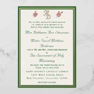 En Aluminium Faire invitation de mariage catholique Deux Cœurs