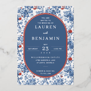 En Aluminium Faire invitation de mariage florale bleue