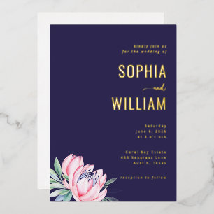 En Aluminium Faire invitation de mariage florale marine élégant