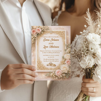 En Aluminium Faire invitation de mariage florale rose pâle